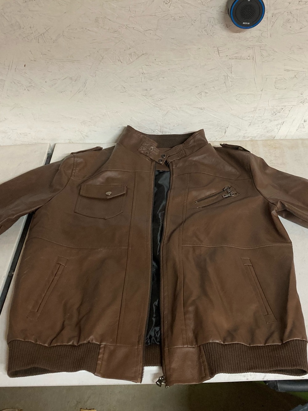 Men's Brown Leather Bomber Jacket